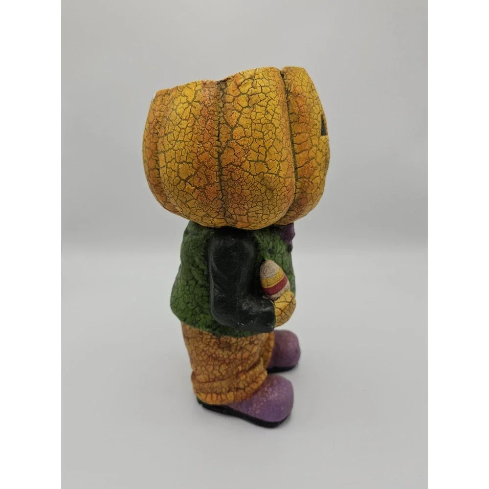Pumpkin Head Standing Person Candy Bowl Distressed Plaster Halloween‎ 12
